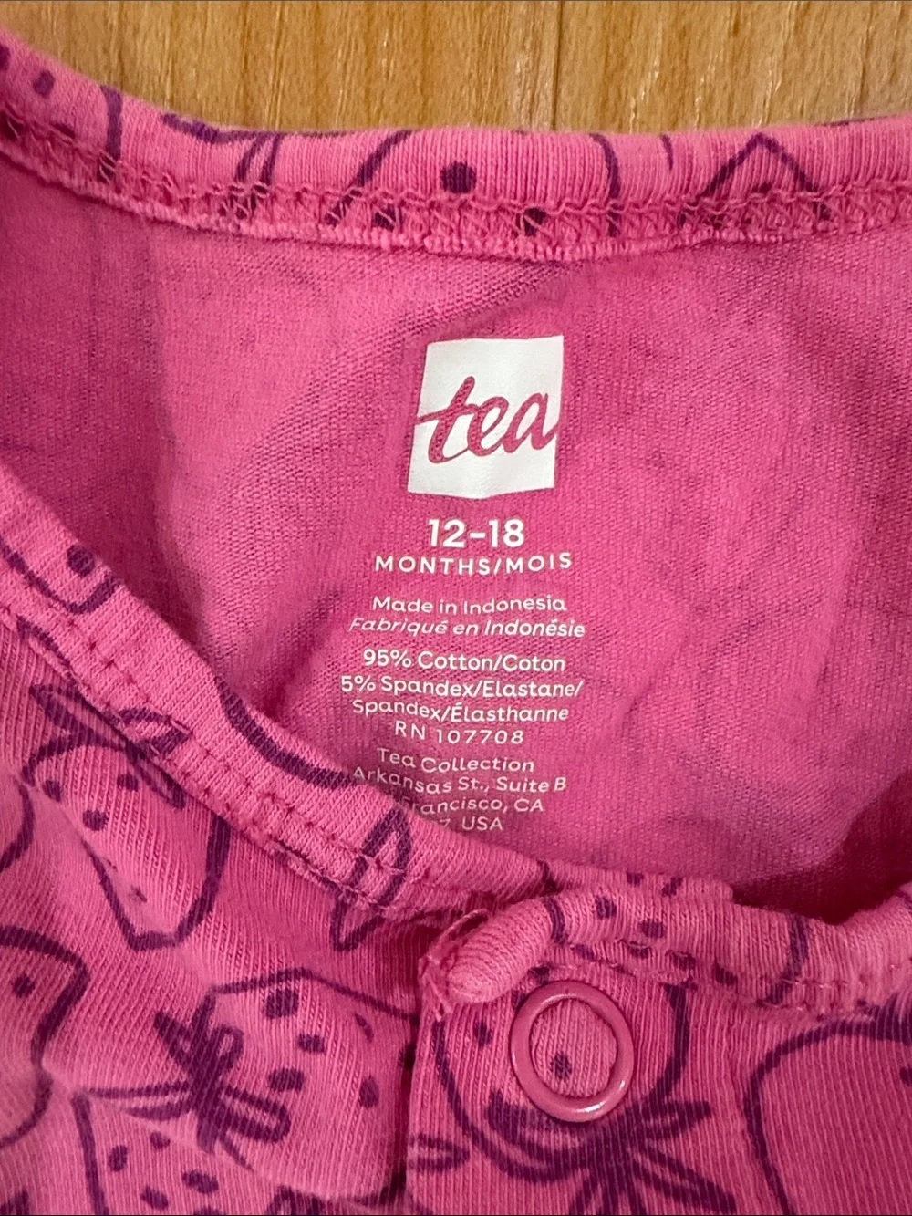 Tea Collection Pink Strawberry Print Ruffle Romper 12-18 months